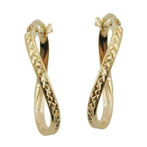 Ohrringe Creole Creolen, Möbius Band, gedreht oval, 375 Gold, Damencreole - Bild 1 von 2