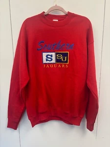 Jaguars universitarios del sur de los 90 de colección HBCU bordado rojo cuello redondo grande - Imagen 1 de 7