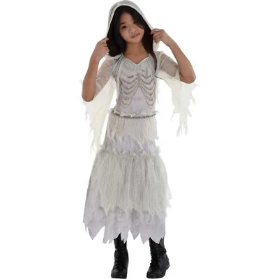 Fantasma Niña Espíritu Esqueleto Traje Tú mismo Elegante Disfraz Halloween Niño Foto 1 de 2