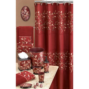 Aubury Complete Bath Ensemble Decor Set, Burgundy, All Sold Separately - Picture 1 of 10