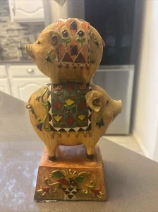 Seymour Mann Folk Art Style Figurine Different Size Pigs With Floral Design - Picture 1 of 8