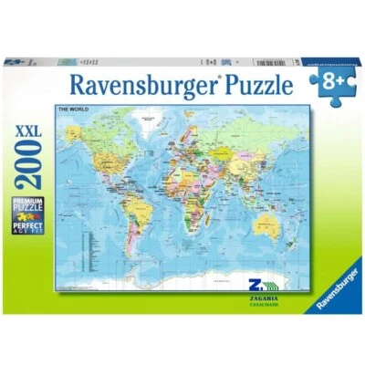 PUZZLE LA MAPPA DEL MONDO 200 PZ PER BAMBINI +8 ANNI RAVENSBURGER - Immagine 1 di 2