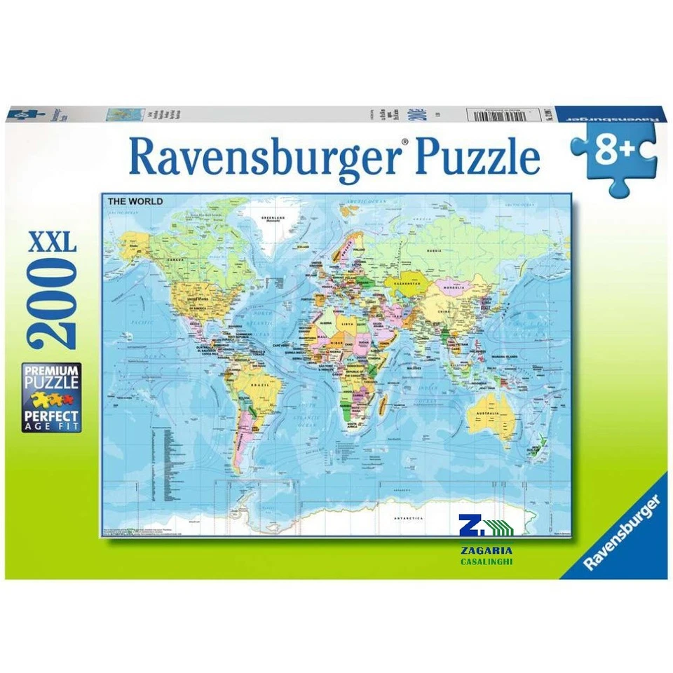 PUZZLE LA MAPPA DEL MONDO 200 PZ PER BAMBINI +8 ANNI RAVENSBURGER - Immagine 1 di 2