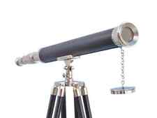 Brass Telescope Harbor Master Telescope 60" with Black Wooden Tripod Marine Gift