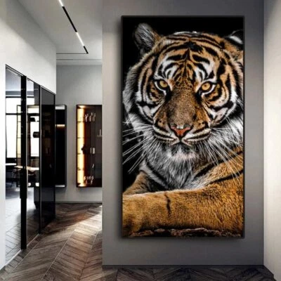 Animal Tigre Lienzo Pintura Lienzo Arte de Pared Decoración del Hogar Póster Impresión Mural de Pared Foto 1 de 4