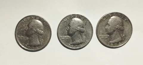 1974 Washington Quarter Dollar Coin Circulated No Mint Mark UnCertified Cover