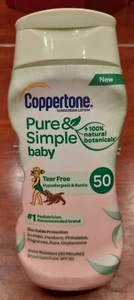 Coppertone Sunscreen Pure & Simple Baby SPF 50 Natural Suntan lotion Expired '21 - Picture 1 of 4