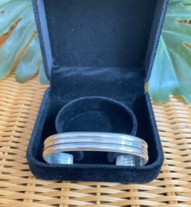 Sterling Silver Cuff Bracelet- Ladies ~ 5 1/4"  Gap 1 1/8"  Width  3/8"  Wt. 25g - Picture 1 of 6