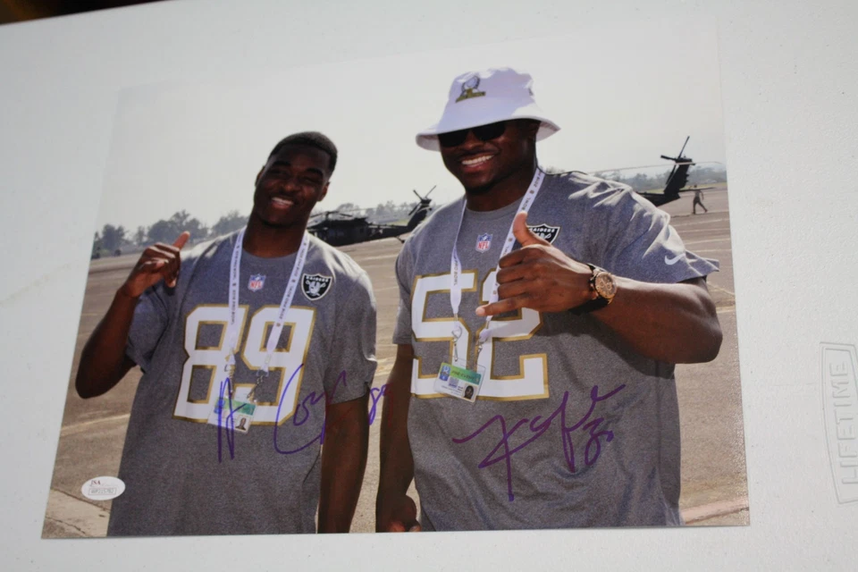 OAKLAND RAIDERS AMARI COOPER & KHALIL MACK DUAL SIGNED 11X14 PHOTO JSA WITNESS!  - Image 1 of 1