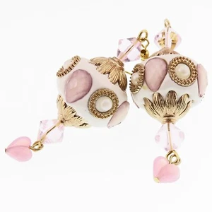 Bonitos Pendientes Rosa Corazón San Valentín y Cuentas Ornamentadas Por SoniaMcD - Imagen 1 de 10