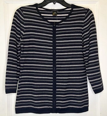 Cárdigan Ann Taylor Factory Mediano Negro Rosa Bordado Manga Larga Cremallera Nuevo con Etiquetas Foto 1 de 4