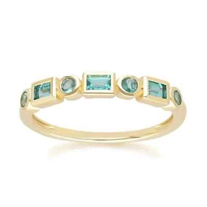 Anillo de compromiso de diamantes y esmeraldas naturales de plata 925 | Eternidad enchapada en oro de 14K - Imagen 1 de 5