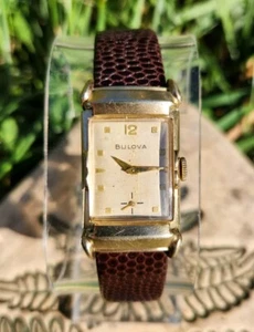 Vtg Bulova 1954 Kirkwood Men's 21mm Watch 7AA Mechanical Gold Tone Tank NICE!!! - Picture 1 of 14