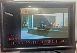 Marco de madera negra estampado enmarcado vintage del Edward Hopper Art Institute of Chicago - Imagen 1 de 9