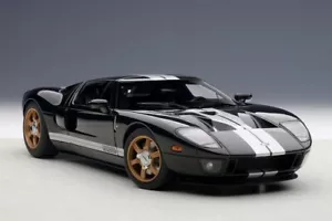 AUTOart 1/18 Ford GT 2004 Diecast 73023 black w/ white stripes Car Model NEW - Picture 1 of 7