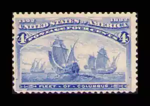 US 1893 Sc# 233 4¢ Columbian Mint Full Gum Never Hinged CV $140.00 - Picture 1 of 5