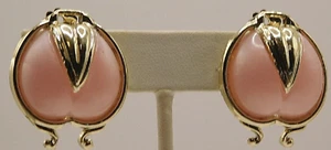 PENDIENTES TERMOPLÁSTICOS ROSA VINTAGE TONO DORADO CLIPSBACKS pájaro abstracto? - Imagen 1 de 2