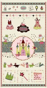 Süße Prinzessin Märchenschloss 23" Panel 100% Baumwolle Stoff Meterware - Bild 1 von 1