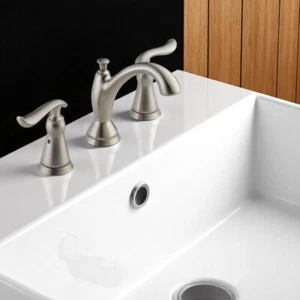 Linden 8 in. Widespread 2-Handle Bathroom Faucet with Metal Drain Assembly in St - Picture 1 of 4