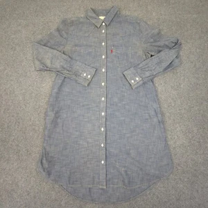 Levi's Dress Womens SMALL Blue Chambray Shirt Long Sleeve Button Up Logo Size S - Picture 1 of 12