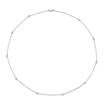 Conjunto de bisel de collar de diamantes por yarda de oro blanco de 14 quilates estación natural 0,54 quilates Foto 1 de 3