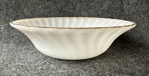 Vintage Anchor Hocking White Swirl Gold Trim 8" Serving Bowl plus 2 Berry Bowls - Picture 1 of 21