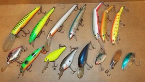 15 Vintage Fishing Lures Trolling Salmon Trout Casting Crankbait Rebel Bagleys + - Picture 1 of 8