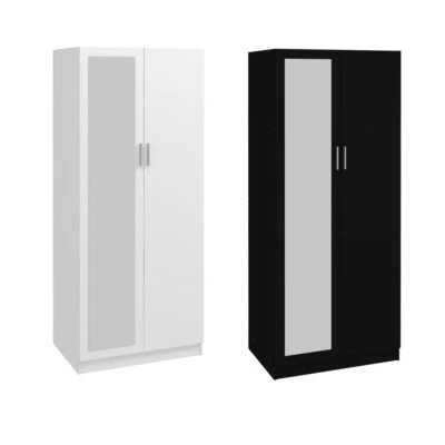 PANANA 2 Doors Wardrobe 1 Storage Shelf with Hanging Rail Furniture with Mirror Bedroom