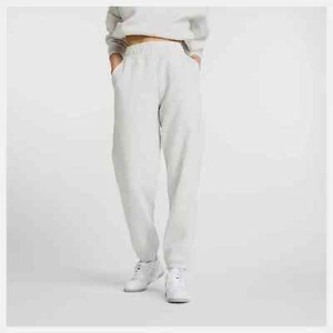 New Balance Womens Sweatpants SMALL Gray Oversized Fleece Jogger Wide NEW $65 - Picture 1 of 15