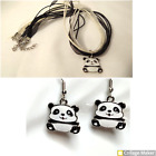 Panda Bear Charm Necklace Interchangeabe/Earrings Pierced Wire