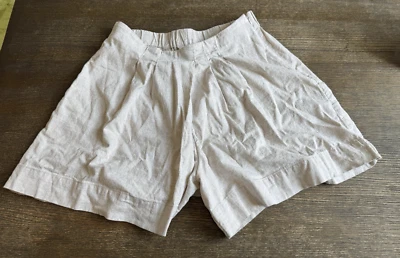Banana Republic M 码亚麻米色亚麻混纺高腰打褶短裤 — 第 1/4 张图片