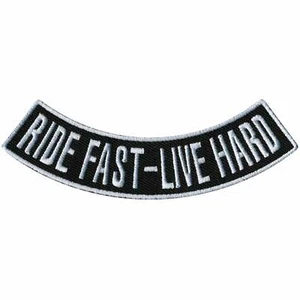 RIDE FAST - LIVE HARD BOTTOM ROCKER High Thread Iron-On Sew-On Patch - 4" x 1" - Picture 1 of 1