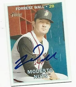 Tarjeta Modesto Nuts Forrest Wall firmada 2016 Topps Heritage Minors Rockies Braves - Imagen 1 de 1
