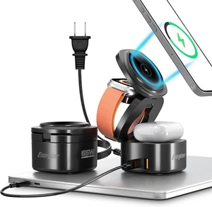 Energizer Foldable Apple Magsafe Charging Station with 65W USB C Fast Charger,5 - Picture 1 of 9