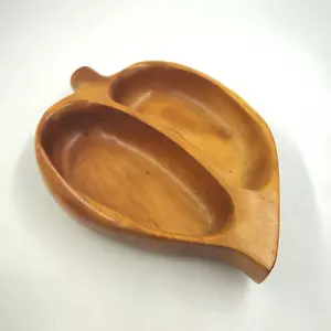 Monkey Pod Mid Century MCM Vintage Wood Serving Tray Divided Dish Bowl - Picture 1 of 1