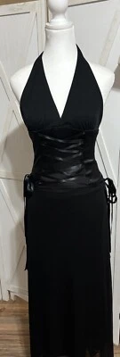 Vintage Zum Zum 3 Negro Soporte Corsé Gótico Vestido Largo Halloween S Corbata Cuello en V Foto 1 de 4