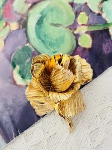Christian Dior 1964 Vintage große 3D Blossom Rose Flourish Flower Brosche, Gold - Bild 1 von 13