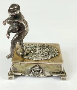 BOÎTE À MUSIQUE AVEC FIGURINE DANSANTE AUTOMATE. ARGENT. EUROPE. XIX-XXE - Foto 1 di 1