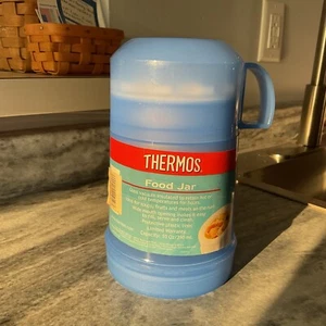 THERMOS 10 OZ LEBENSMITTELGLAS - Vintage blau BREITER MUND NEU MIT ETIKETT HEISS UND KALT - Bild 1 von 9