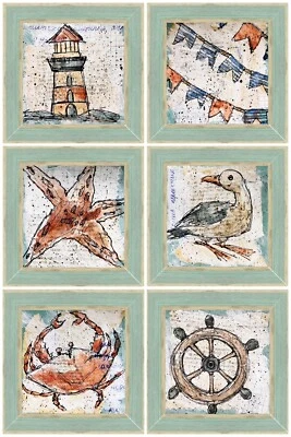 Conjunto de arte en miniatura original de acuarela enmarcado pintura en miniatura enmarcada Foto 1 de 4