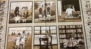 Growing Up Sepia Tracy Lizotte Elizabeth's Studios Cotton Fabric 24” Panel - New - Picture 1 of 3