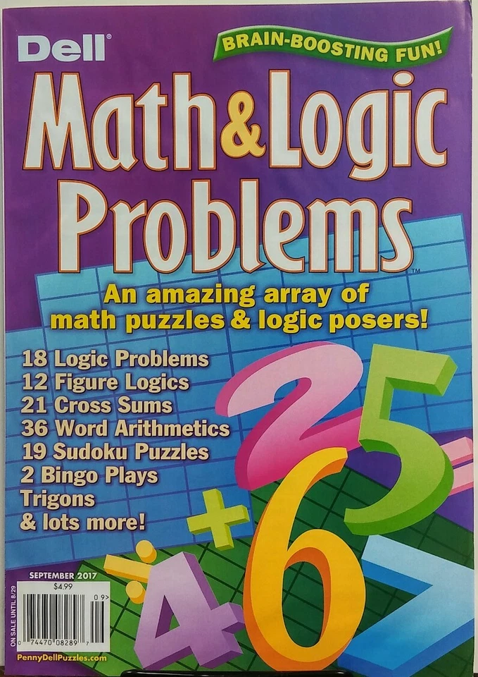 Dell Math & Logic Problems Sept 2017 Brain Boosting Fun Puzzles FREE SHIPPING sb - Image 1 of 1
