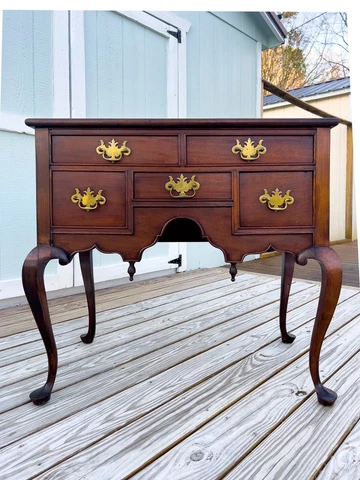 Early to Mid 19th Century Antique Mahogany Lowboy w/ One Plank Top Cabriole Legs Cover