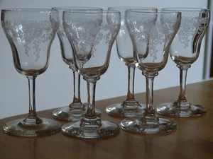 VAL SAINT LAMBERT 6 ANCIENS VERRES APERITIF CRISTAL  PANTOGRAPHIE 4418 ht 10 cm - Imagen 1 de 9