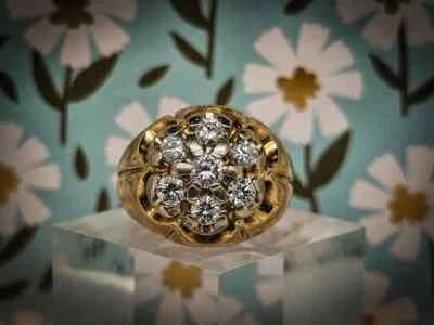 Anel de noivado masculino de ouro 14k dois tons 0,50 CT redondo CVD diamante cultivado em laboratório presente - Imagem 1 de 4