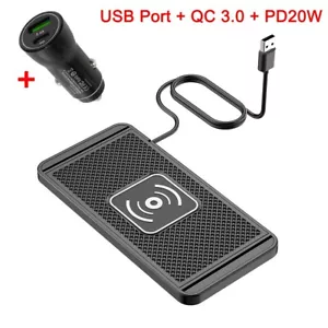 Wireless car phone charger 15W induction fast charging non-slip pad - Picture 1 of 17