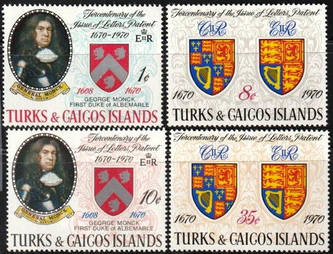 Turks & Calicos Stamps 1970 SC# 213-216 Gen. George Monck, Duke of Albemarle Cover