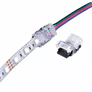 10 PCS 10mm 4PIN LED Connector for Waterproof RGB LED Strip+5M Extension Cable - Picture 1 of 9
