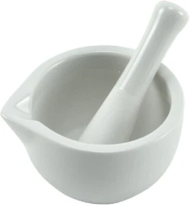 Mortaio con pestello ceramica macina spezie grattugia grani spezie tritatutto farmacia - Foto 1 di 2