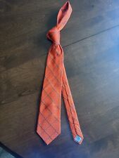 Turnbull & Asser Tie Made in England Bright Orange With Blue And Green Stripes